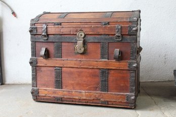 Victorian Brass And Iron Mounted Domed Top Captain's Chest