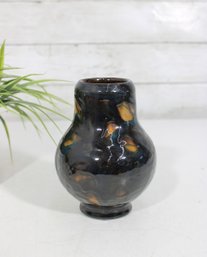 Signed Lolland Pottery Denmark Art Vase  Dark Glaze Mid-Century Studio Pottery 6'