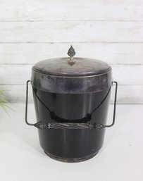 Vintage Gorham Silverplate Ice Bucket / Bar Cooler With Lid & Handles  12 H