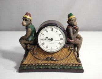 Quality Solid Heavy Composite Resin Sculpture Clock Monkeys Battery Operated Desk Clock