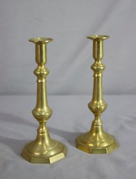 Pair Of English Brass-plated Candlesticks