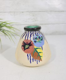 L. Dage French Art Pottery Vase  Hand Painted Floral Design Signed 5'
