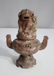 9' Vintage Hand-Carved Foo Dog Decorative Vessel