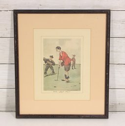 The Last Putt Golf Print After Bernard Partridge  Vintage Framed Sporting Illustration  13.5' X 12'