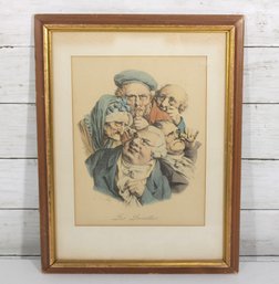 Antique French Caricature Print Les Lunettes After L. Boilly  Framed  15.5' X 12'