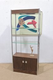 Vintage Mid-Century Modern Display Cabinet With Glass Shelves  72'H X 30'W X 13'D