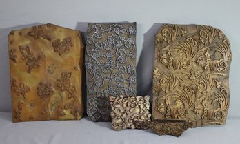 Group Of 5 Vintage Wood Block Print Stamps