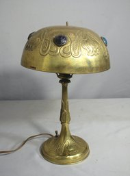 Vintage Gilt Bronze Table Lamp With Jeweled Accents
