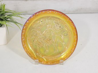 Indiana Glass Spirit Of 76 Carnival Glass Bicentennial Plate  8' Iridescent Amber