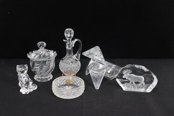 Mixed Group Lot Of Cut & Pressed Crystal Figurines And Decorative Pieces