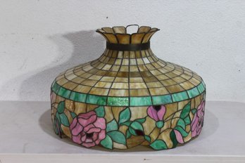 Large Arts & Crafts Wilkinson School Leaded Stained Glass Chandelier Shade