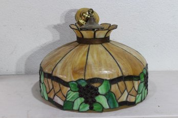 Vintage Hanging Floral Tiffany Style Slag Glass Chandelier