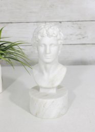 Greek Marble Bust Sculpture  Classical Male Head On Base  GMA Signed  8'H
