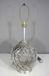 Vintage 32' Modernist Wire Cage Table Lamp  Sculptural Metal Design