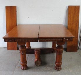 Victorian Square Oak Antique Dining Table, 5 Leaves-(12'w Leaves )