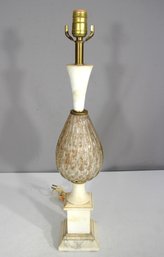 Vintage 24'MURANO Glass & Marble Table Lamp  Gold Flecked Art Glass