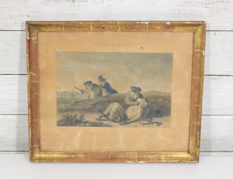 Antique Satirical Monkey Print Satisfaction  Framed Victorian Caricature  11' X 13.5'