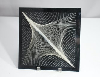 Vintage String Art Sculpture On Black Lucite  10' X 10'