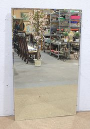 Large Vintage Frameless Wall Mirror With Brass Clips  50' X 36'