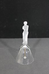 Vintage Clear Glass Hand Bell W/ Frosted Figurine Handle  6.5'