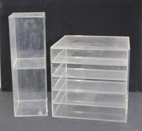 Pair Of Clear Acrylic Display Cases / Organizers  12 X 13 & 5.5 X 17.5