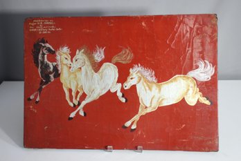 Hand-Painted Horse Artwork With Historical Dedication (1966)