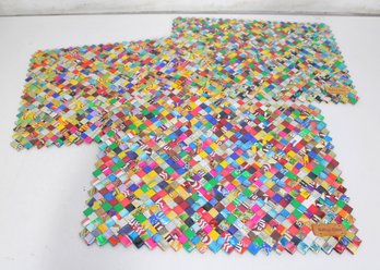 Recycled Magazine Paper Placemat Set  Eco-Friendly Woven Table Mats  13 X 18