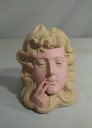 Antique Biscuit Tobacco Box Of A Modernist Lady Smoking From The 20s-30s