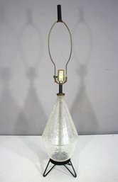 Vintage 34.5' Mid-Century Modern Crackle Glass Tripod Table Lamp