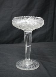Vintage Cut Glass Crystal High Pedestal Compote