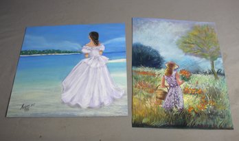 Pair Of Pastoral Scenes On Artist Paper