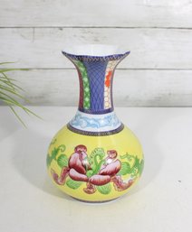 Vintage Chinese Porcelain Vase  Lotus & Figural Motif  Colorful Hand Painted  7'H