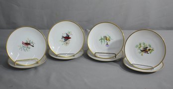 Set Of 8 Vintage Hutschenreuther Gold Rim Porcelain Audubon Bird Plates