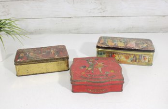Lot Of 3 Vintage Decorative Candy Tins  Mackintoshs Carnival & Illustrated Lithograph Metal Boxes