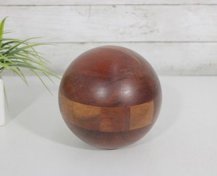 Vintage Wooden Sphere Ball  Solid Wood Decorative Orb  6' Diameter
