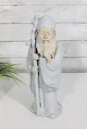 Vintage Chinese Porcelain Longevity Figure Statue  Shou Lao Immortal W/ Staff  12'H