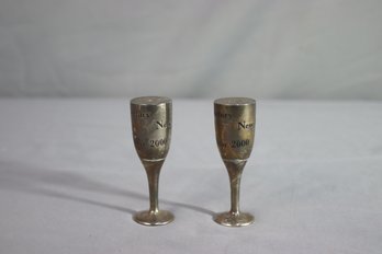 Vintage Godinger New Millennium Year 2000 Salt Pepper Shaker Cup Silverplated