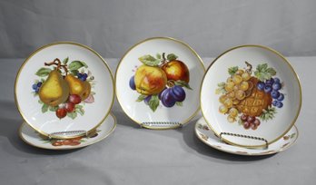 Vintage Mitterteich Bavarian Porcelain Fruit And Gold Rim Plates