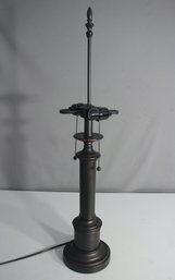 Table Lamp With Dual Pull Chains And Finial Accent