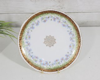 Crown China Austria Cabinet Plate  Hand Painted Floral & Gilt  9' Vintage