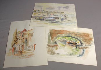 'Windows To The World' - Original Watercolor Paintings Trio-16'x12'