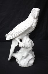 Vintage White Handcrafted Italian Ceramic Tropical Palm Beach Parrot Figure