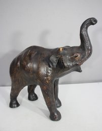 Vintage Leather Elephant Statue - 19.5H X 20L