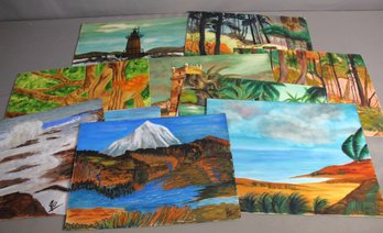 Collection Of Nature And Landscape Paintings On Board