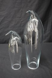Pair Of Crystal Penguins By Blenko