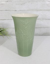 Lenox Natures Impressions Woodland Leaves Vase  Large Green Embossed Porcelain  10'H