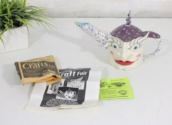 Mark Switzer For Silvestri Switzerland Jester Face Creamer Pitcher  Hand Painted Art Pottery 6'