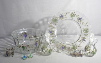 Enchanting Hand-Painted Glassware Set With Grapevine Motif