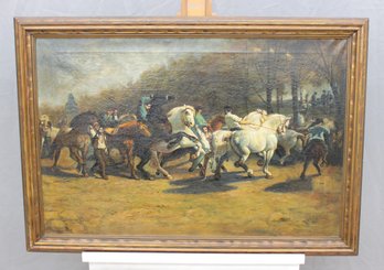 The Horse Fair  Signed Oil On Canvas, Framed