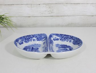 Spode Blue Italian Divided Serving Dish  Blue & White Transferware  11.5 X 8.5